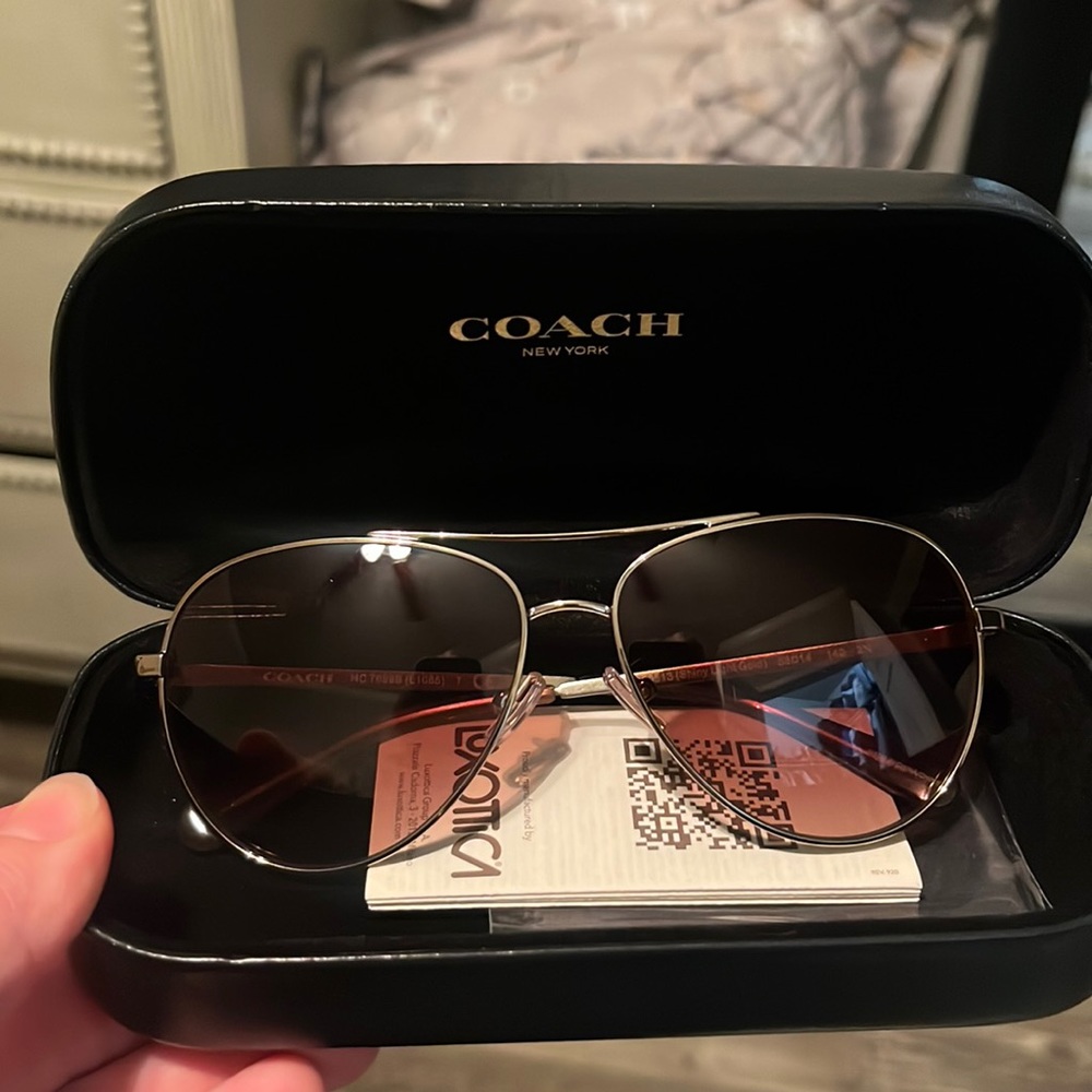 Coach light gold aviator sunglasses